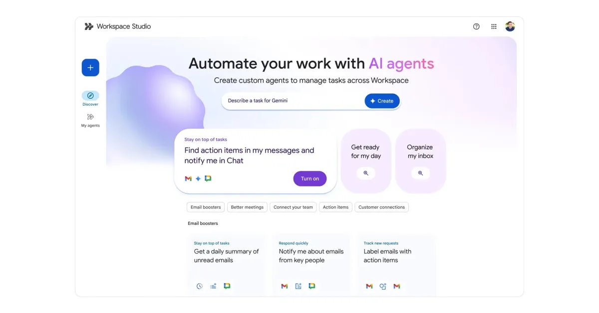Google launches Workspace Studio to build Gemini agents